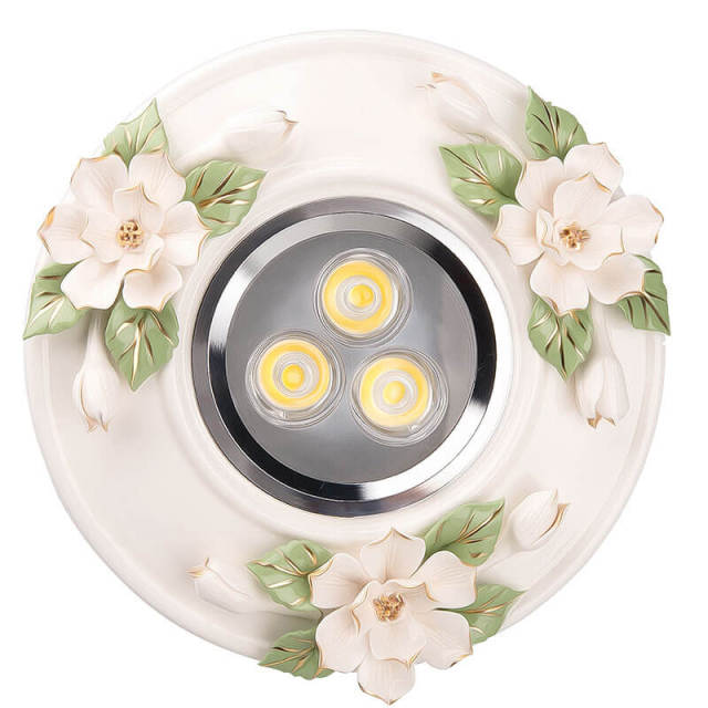 OOVOV Aisle Ceiling Lights 5W LED Ceramics Flowers Balcony Lamp Hallway Light Downlight Flush Mounting Hole Diameter 7cm-9cm