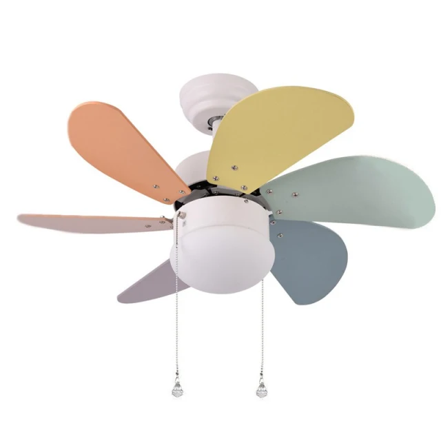 30 Inch Ceiling Fans with Light - With Multicolor Fan Blades and Glass Lampshade