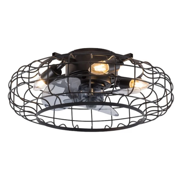 18In Ceiling Fan with Light with Cage Lamp Shade Industrial Style with Remote