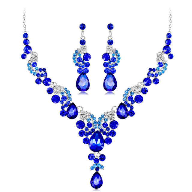 OOVOV Bridal Crystal Jewelry Set for Women Two-Pieces Necklace Earrings Banquet Cubic Zirconia Jewelry