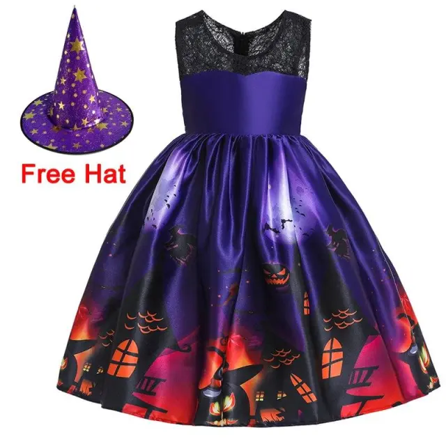 OOVOV Baby Girl Cosplay Dress Halloween Costume For Kids Children Vampire Pumpkin Dresses Party Halloween Role Playing Dress