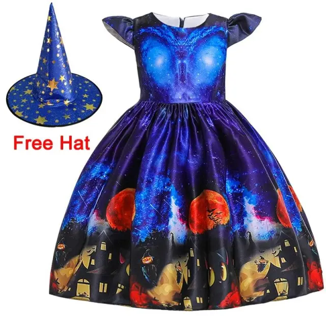 OOVOV Baby Girl Cosplay Dress Halloween Costume For Kids Children Vampire Pumpkin Dresses Party Halloween Role Playing Dress