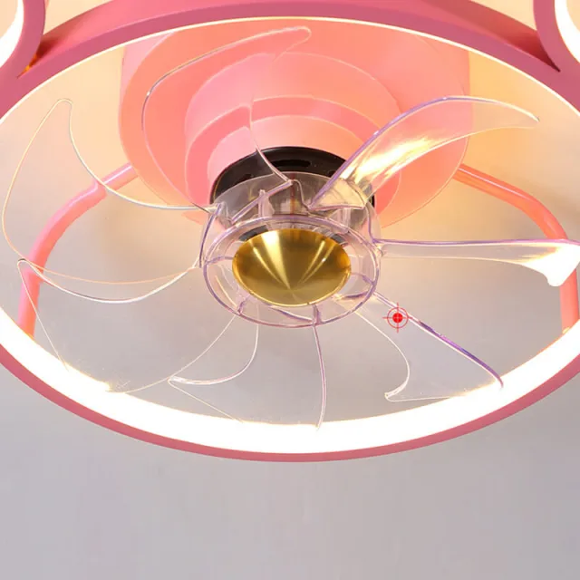 LED Ceiling Fan with Lights Cartoon Bear Shape Pink Ceiling Fans Light with Remote Control