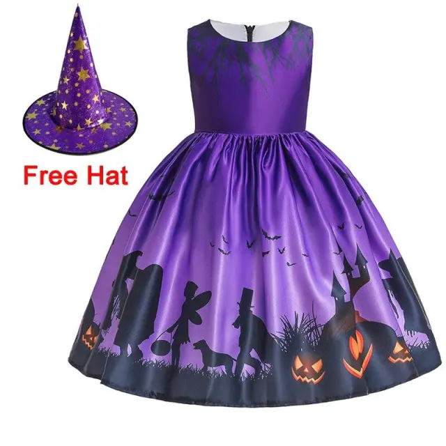 OOVOV Baby Girl Cosplay Dress Halloween Costume For Kids Children Vampire Pumpkin Dresses Party Halloween Role Playing Dress