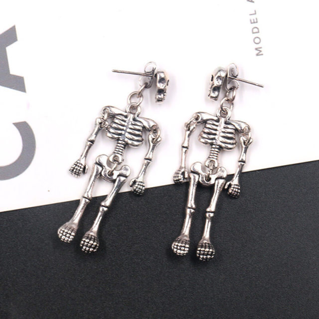 OOVOV Halloween Skeleton Dangle Earrings Party Gift Gothic Skull Stud Earring for Women Girls