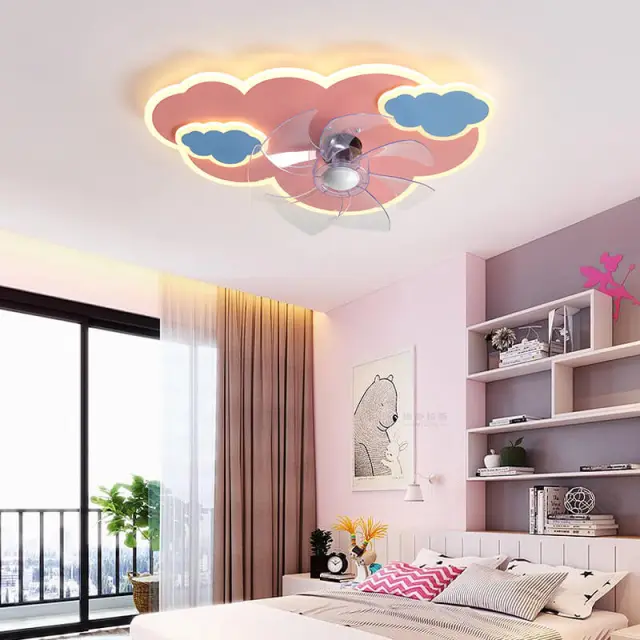 Ceiling Fan Light for Children LED Pink Girl Ceiling Fans with Lights