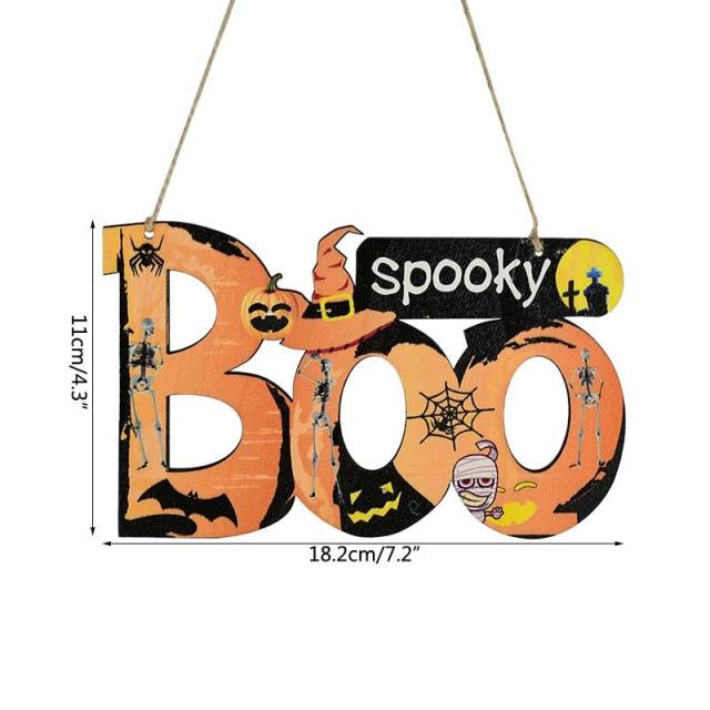 OOVOV Halloween Wooden Ornaments Pumpkin Ghost Trick or Treat Pendants Halloween Party Decoration for Home Door Hanging Signs Kids Toy