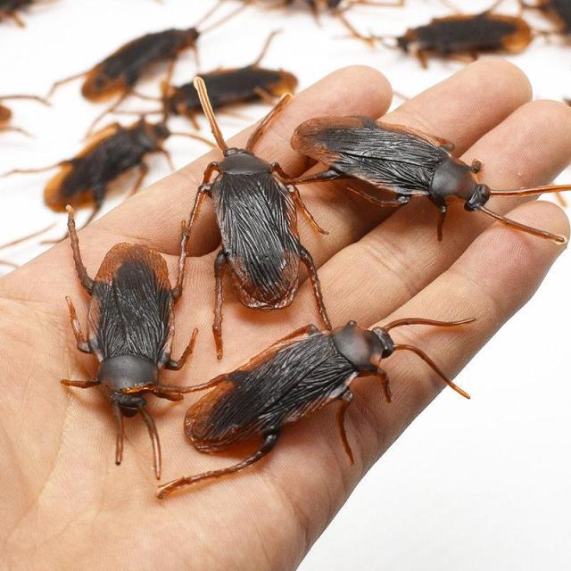 OOVOV 12pcs Halloween Fake Cockroach Halloween Party Decoration Trick Props Artificial Roach Bug Party Supplies Kids Favor