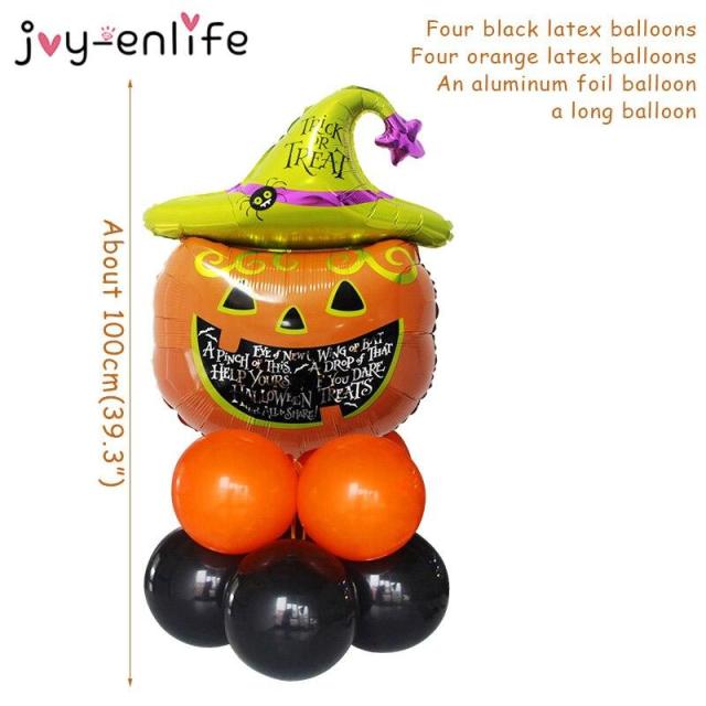 OOVOV 10pcs/set Halloween Pumpkin Ghost Witch Bat Foil Balloons Set Halloween Party Decoration Hallowmas Black Orange Ballon Supplies