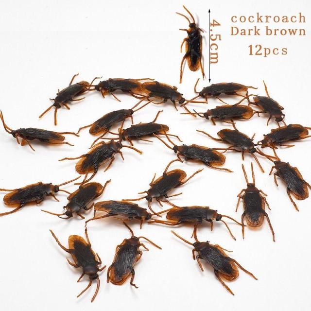 OOVOV 12pcs Halloween Fake Cockroach Halloween Party Decoration Trick Props Artificial Roach Bug Party Supplies Kids Favor