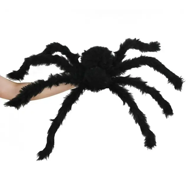 OOVOV Horror Giant Black Plush Spider Halloween Party Decoration Props Kids Children Toys Haunted House Decor