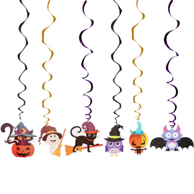 OOVOV Halloween Hanging Ornament Banner Kids Favors Cartoon Witch Bat Ghost Design Props Decorations for Halloween Home Party Supplies