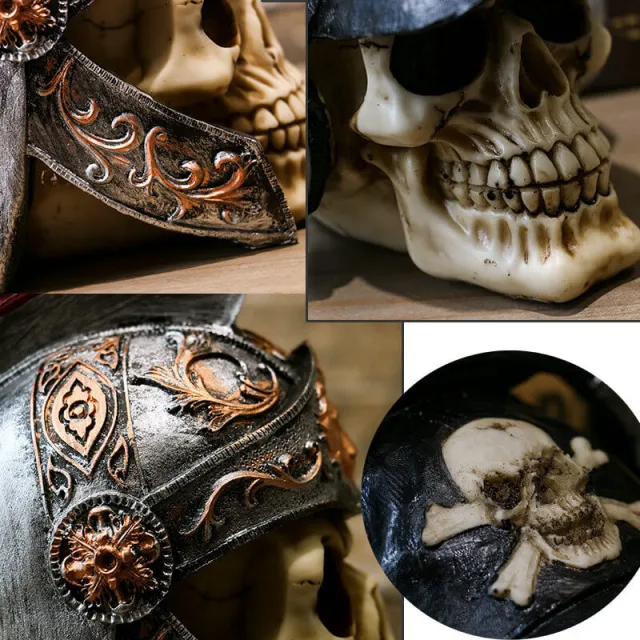 Resin Skull Statue Skeleton Props Vintage Halloween Decor Ornament