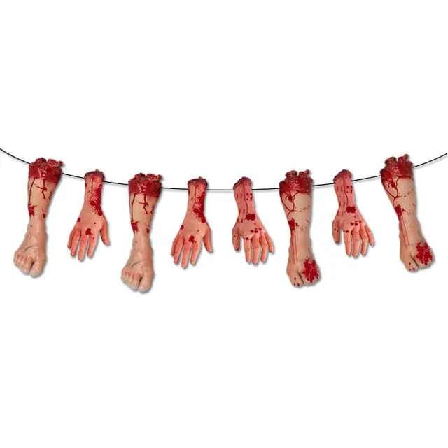 OOVOV Halloween Bloods Knives Cut Off Hand Feet Paper Banner Horror Ghost Halloween Decor Happy Halloween Party Decor For Home DIY