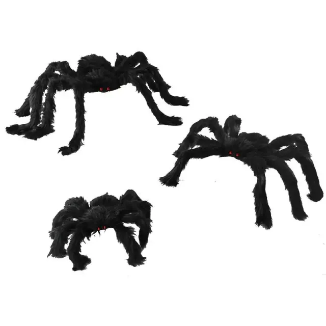 OOVOV Horror Giant Black Plush Spider Halloween Party Decoration Props Kids Children Toys Haunted House Decor