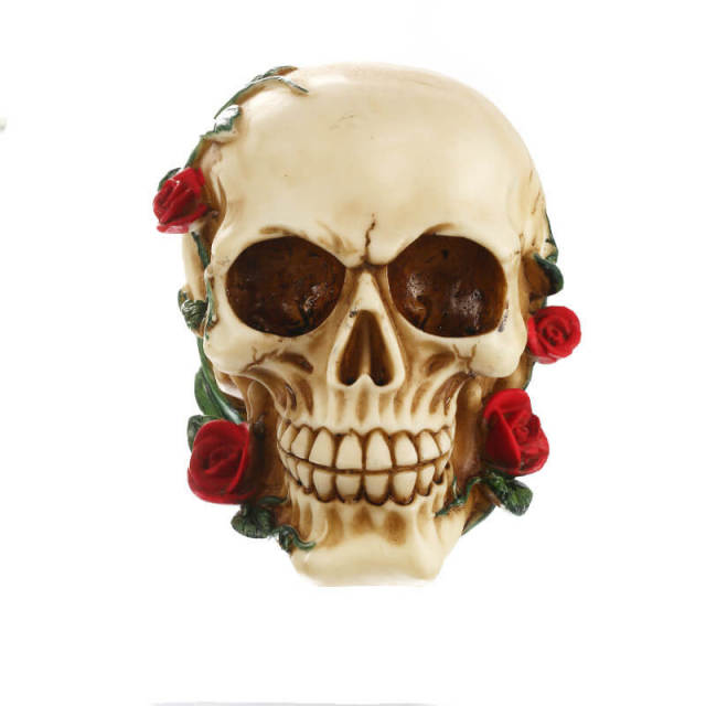 OOVOV Rose Skull Statue Resin Crafts Animal Skull  Props Bar Counter Home Decoration Sculpture Gifts  Halloween Decoration