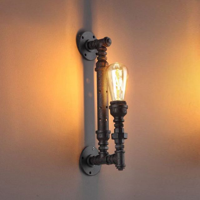 OOVOV Wall Sconces Vintage Rustic Wall Light Fixtures Water Pipe Wall Lamp Steampunk 1 Light Wall Mount for Dining Room Hallway Basement