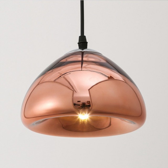 OOVOV Pendant Lighting Fixture Industrial Copper Brass Bowl Glass Chandelier Ceiling lamp for Bedroom Kitchen Dining Room Decoration Lighting