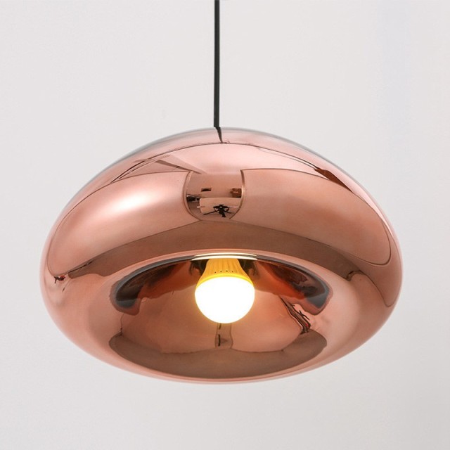 OOVOV Pendant Lighting Fixture Industrial Copper Brass Bowl Glass Chandelier Ceiling lamp for Bedroom Kitchen Dining Room Decoration Lighting