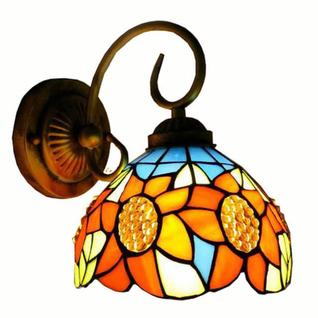 Tiffany Mediterranean Glass Bedroom Bedsides Wall Lamp European Living Room Hallway Wall Lights Balcony Stairs Wall Lights