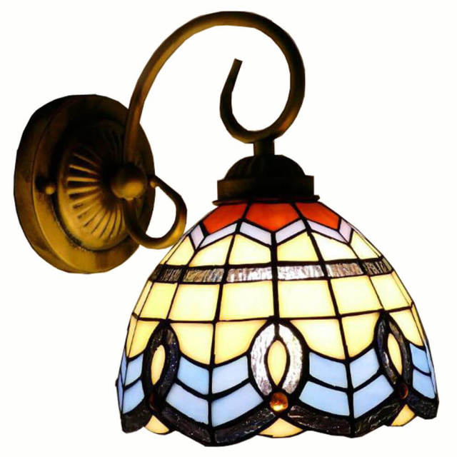 Tiffany Mediterranean Glass Bedroom Bedsides Wall Lamp European Living Room Hallway Wall Lights Balcony Stairs Wall Lights