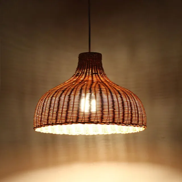 OOVOV Woven Rattan Chandelier Pastoral Handmade Pendant Lighting Fixture for Bedroom Balcony Dining Room Kitchen island