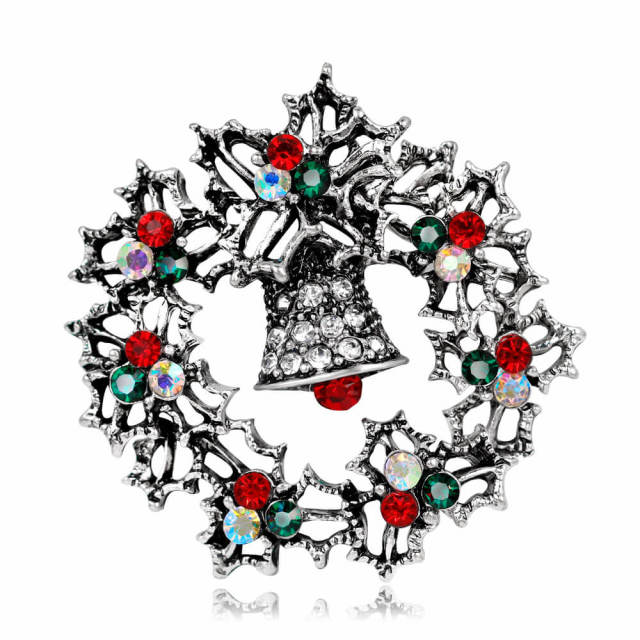 OOVOV Women Christmas Brooches Vintage Sparkling Christmas Wreath Brooch Cute Classic Christmas Accessories for Women