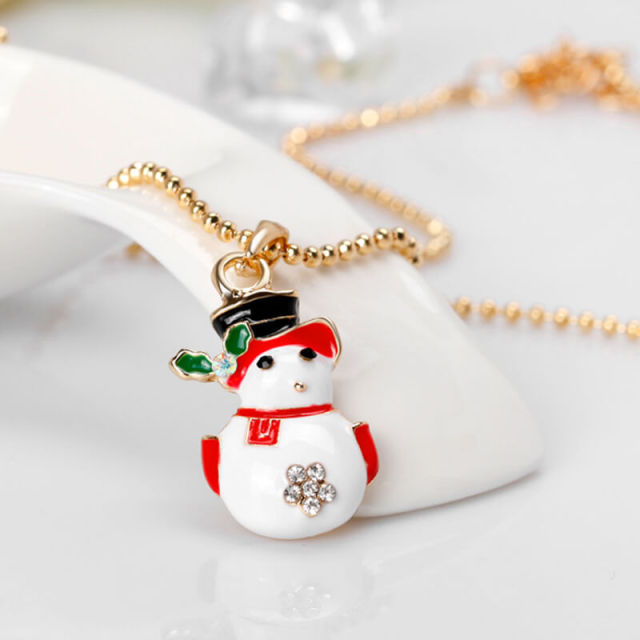 OOVOV Christmas Necklaces for Women Glitzy Rhinestone Xmas Christmas Tree Bell Pendant Necklace Holiday Jewelry Gift