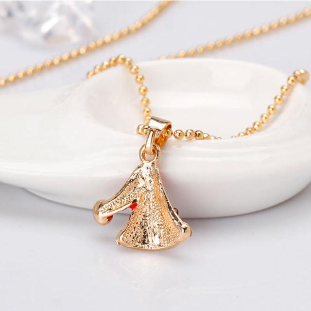 OOVOV Christmas Necklaces for Women Glitzy Rhinestone Xmas Christmas Tree Bell Pendant Necklace Holiday Jewelry Gift