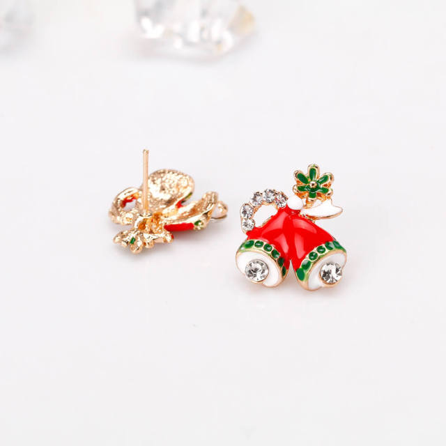 OOVOV Christmas Stud Earrings Inlaid Zircon Bells Holiday Earrings Christmas Earring for Women Girls