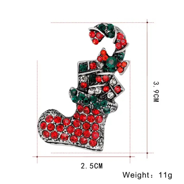 OOVOV Vintage Christmas Brooches Women Sparkling Zircon Christmas Boots Brooch Classic Christmas Jewelry Accessories