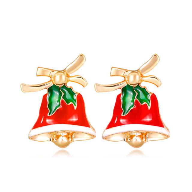 OOVOV Christmas Stud Earrings Inlaid Zircon Bells Holiday Earrings Christmas Earring for Women Girls