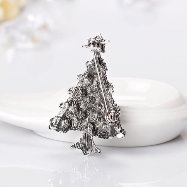 OOVOV Vintage Christmas Tree Brooches For Women Inlaid Zircon Christmas Brooch Pin Jewelry Christmas Decorations