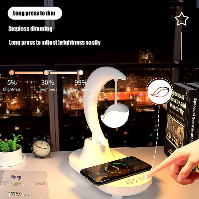 OOVOV Night Light with Bluetooth Speaker LED Touch Control Table Lamp with Wireless Charging Color Dimmable Room Decor Sleep Night Lamp