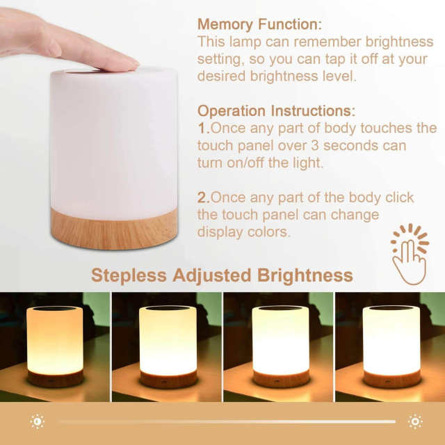 Night Light OOVOV Touch Lamp for Bedrooms Living Room Portable Table Bedside Lamps with Rechargeable Internal Battery Dimmable 2900K-3200K Warm White Light & Color Changing RGB