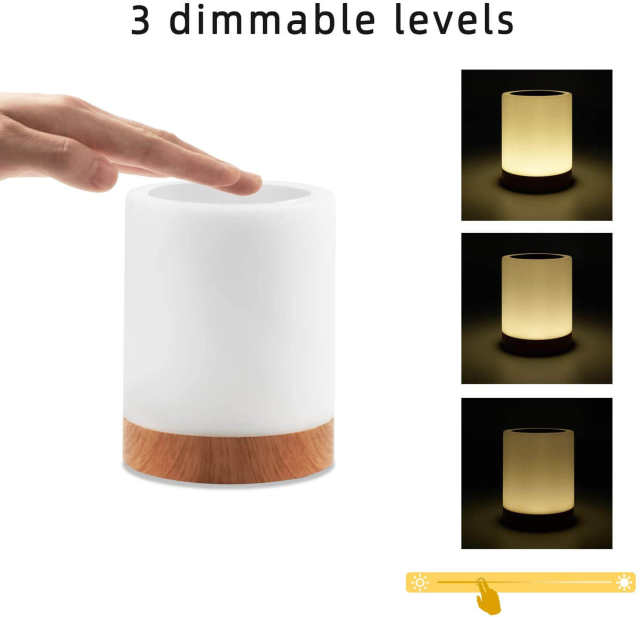 Night Light OOVOV Touch Lamp for Bedrooms Living Room Portable Table Bedside Lamps with Rechargeable Internal Battery Dimmable 2900K-3200K Warm White Light & Color Changing RGB