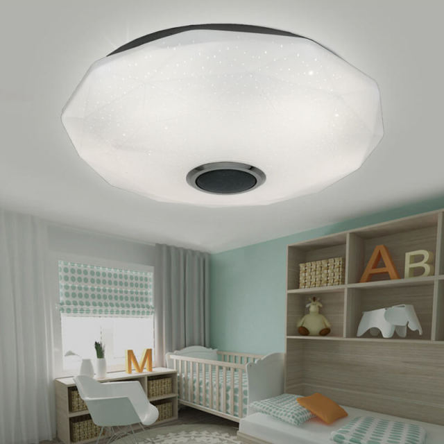 OOVOV Bluetooth Ceiling Light Fixture 15 Inch Music Ceiling Lamp with Bluetooth Speaker 24W RGB LED for Kitchen Laundry Hallway Remote Control + Phone APP