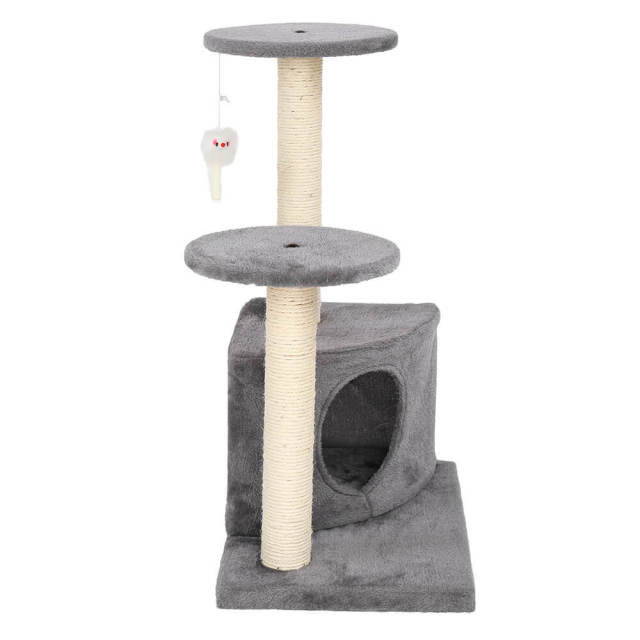 28&quot; Cat Tree Tower Condo Sisal Post Scratching Toys Gray