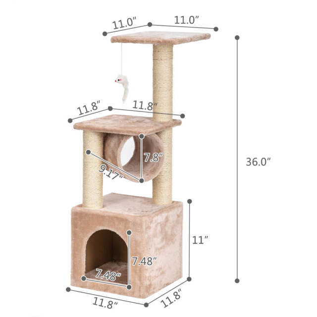 36&quot; Sisal Cat Climb Holder Cat Tower Lamb - for Kittens Cats and Pets