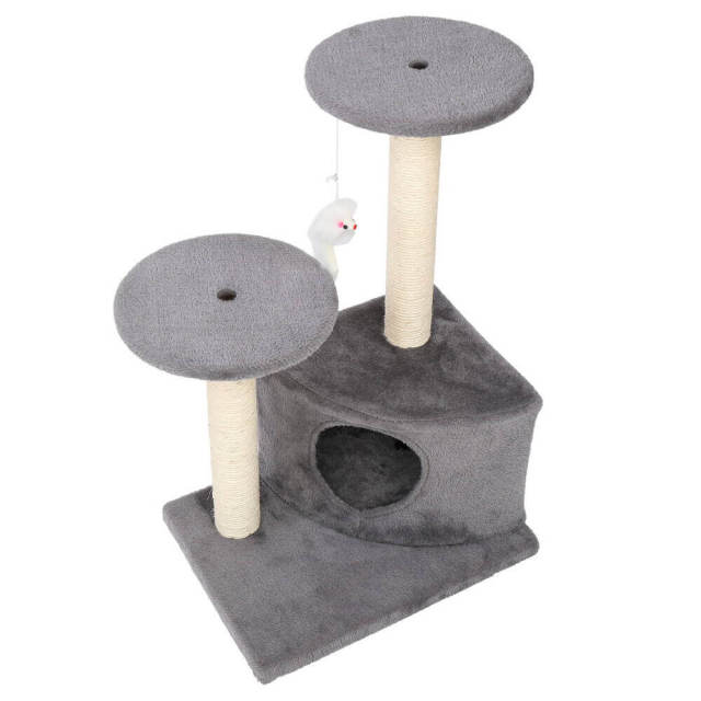 28&quot; Cat Tree Tower Condo Sisal Post Scratching Toys Gray