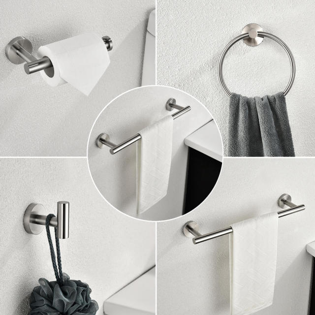 OOVOV Bathroom Hardware Set 6-Piece Bath Accessories Set Wall Mount Includes 18/24&quot; Towel Bar Toilet Paper Holder Towel Ring 2 Hooks Stainless Steel Heavy Duty