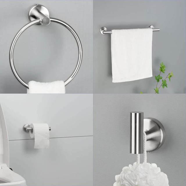 OOVOV Bathroom Hardware Set 6-Piece Bath Accessories Set Wall Mount Includes 18/24&quot; Towel Bar Toilet Paper Holder Towel Ring 2 Hooks Stainless Steel Heavy Duty