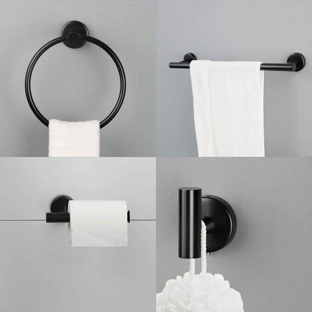 OOVOV Bathroom Hardware Set 6-Piece Bath Accessories Set Wall Mount Includes 18/24&quot; Towel Bar Toilet Paper Holder Towel Ring 2 Hooks Stainless Steel Heavy Duty