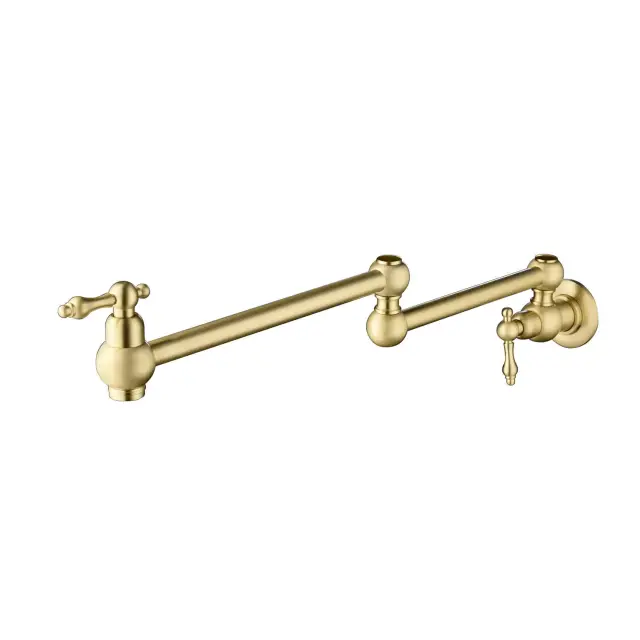 OOVOV Folding Faucet Pot Filler Faucet Wall Mount Rotatable Faucet Brass Kitchen Faucet 2 Handle Stretchable Double Joint Swing Arm Folding Faucet