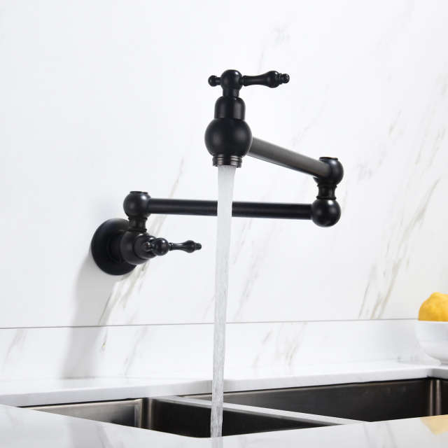 OOVOV Folding Faucet Pot Filler Faucet Wall Mount Rotatable Faucet Brass Kitchen Faucet 2 Handle Stretchable Double Joint Swing Arm Folding Faucet