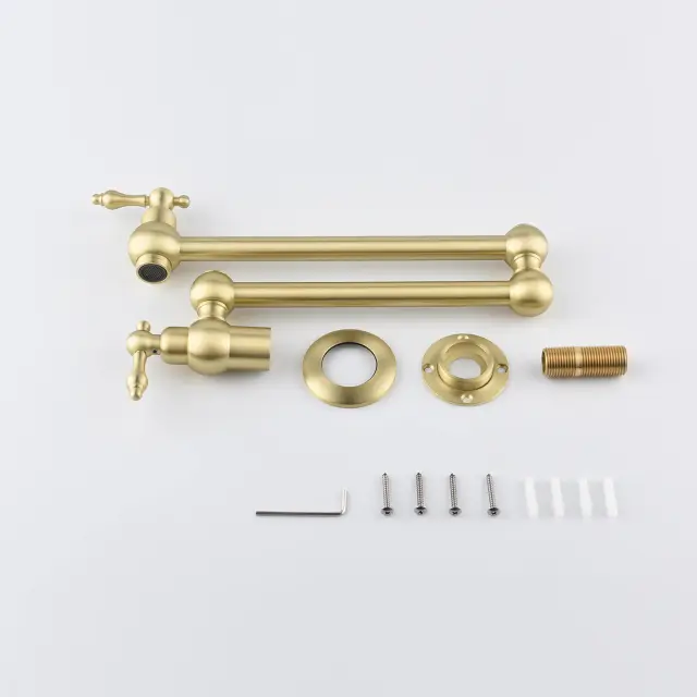 OOVOV Folding Faucet Pot Filler Faucet Wall Mount Rotatable Faucet Brass Kitchen Faucet 2 Handle Stretchable Double Joint Swing Arm Folding Faucet