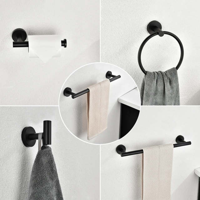 OOVOV Bathroom Hardware Set 6-Piece Bath Accessories Set Wall Mount Includes 18/24" Towel Bar Toilet Paper Holder Towel Ring 2 Hooks Stainless Steel Heavy Duty