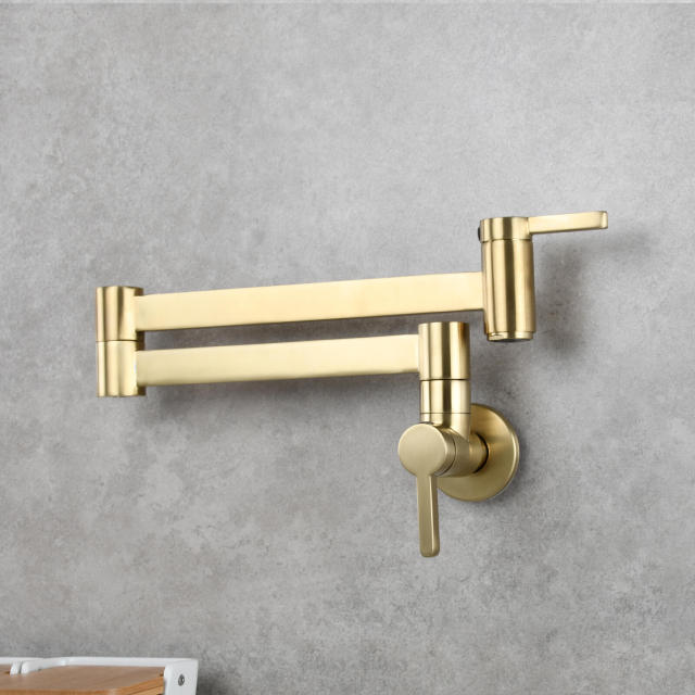 OOVOV Kitchen Pot Filler Folding Faucet Brass Double Joint Swing Arm Sink Faucet Cold Water Kitchen Wall Mount Faucet