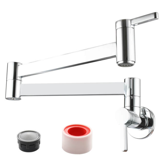 OOVOV Kitchen Pot Filler Folding Faucet Brass Double Joint Swing Arm Sink Faucet Cold Water Kitchen Wall Mount Faucet