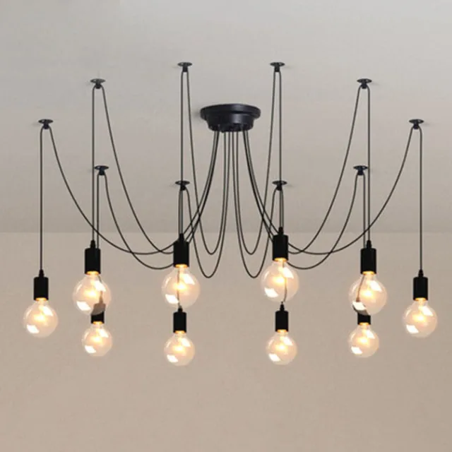 OOVOV Adjustable DIY Ceiling Spider Lamp Light Industrial Pendant Light Spider Pendant Lighting Retro Chandelier Pendant Dining Hall Bedroom Hotel